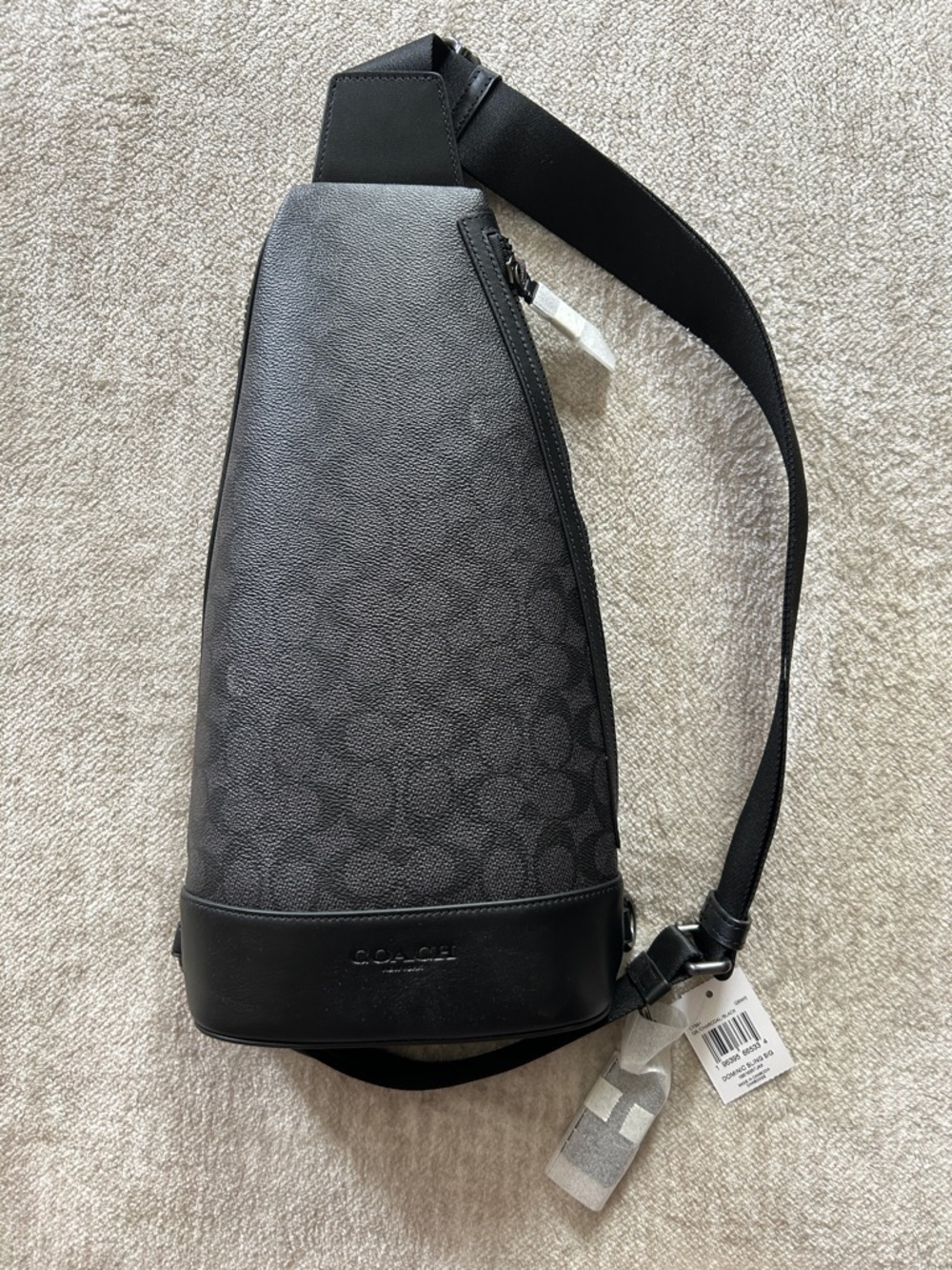 Coach Unisex Charcoal/Black Dominic Signature Sling Bag